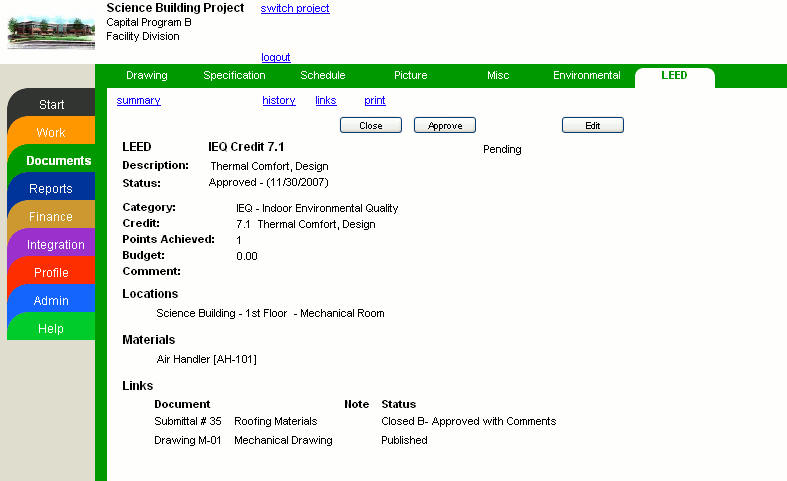 EADOC offers LEED tracking functionality