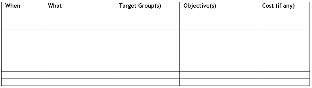 Action Plan Table